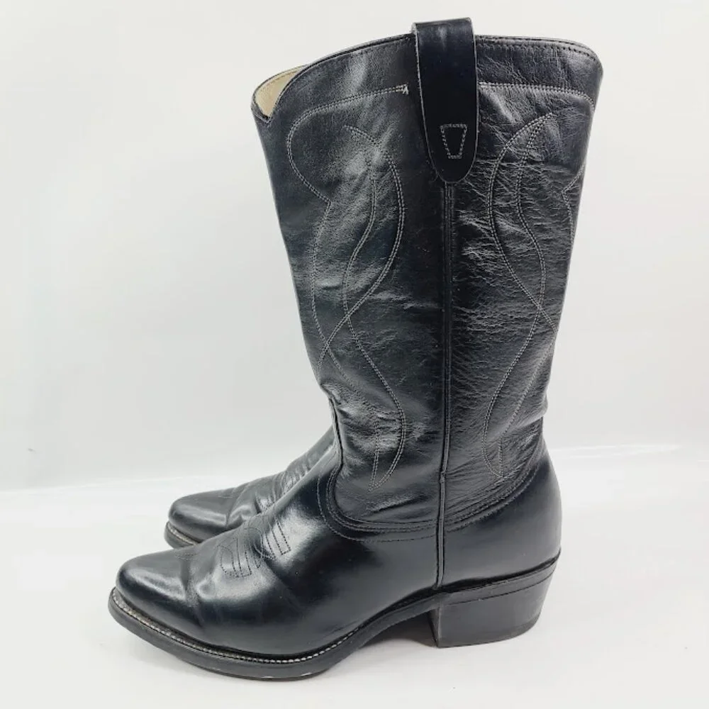 Tony Lama Men's Black Vaquer Cowboy Mid-Calf Western Boot‎ Size 9EE